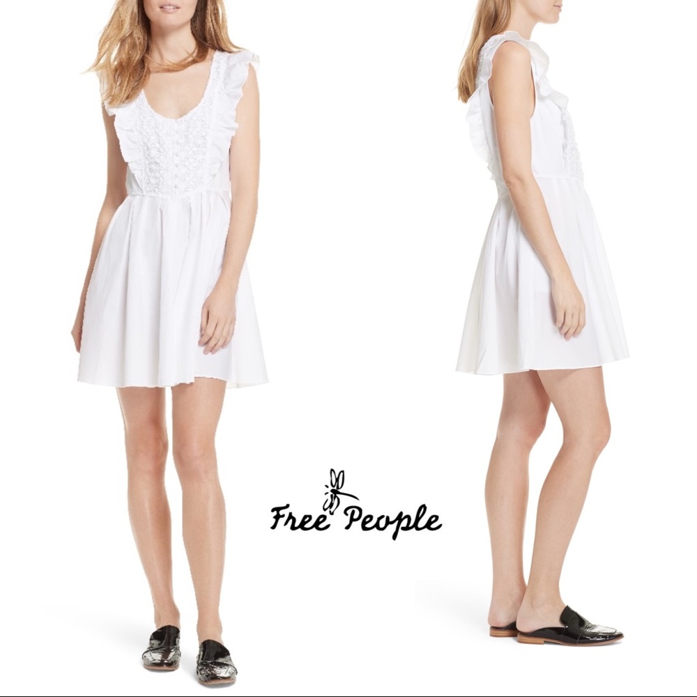 Free People Half Moon Embroidered Mini Dress
